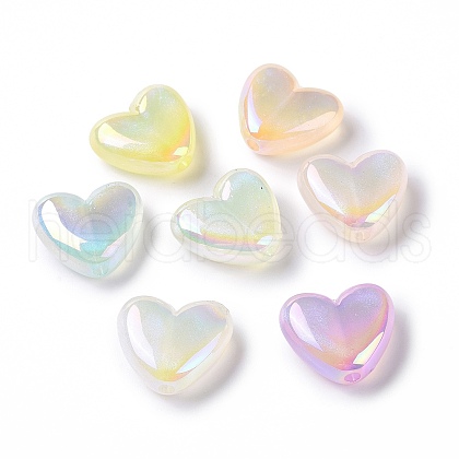 UV Plating Rainbow Iridescent Luminous Acrylic Beads OACR-E010-10-1