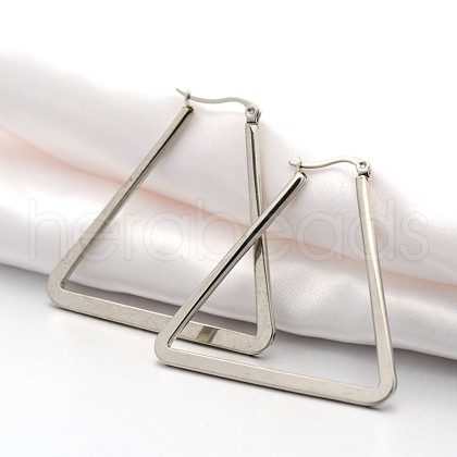 304 Stainless Steel Angular Hoop Earrings EJEW-P066-46B-1