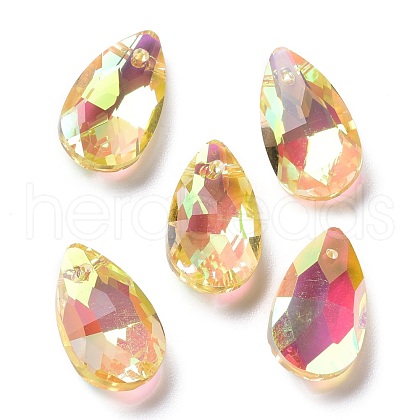 Faceted Teardrop Glass Pendants GLAA-O008-A17-1