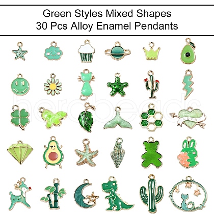 30Pcs 30 Styles Alloy Enamel Pendants ENAM-YW0003-95A-1