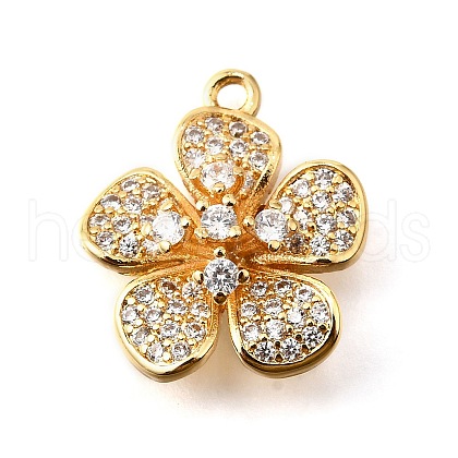 Brass Micro Pave Clear Cubic Zirconia Pendants KK-U065-02A-G-1