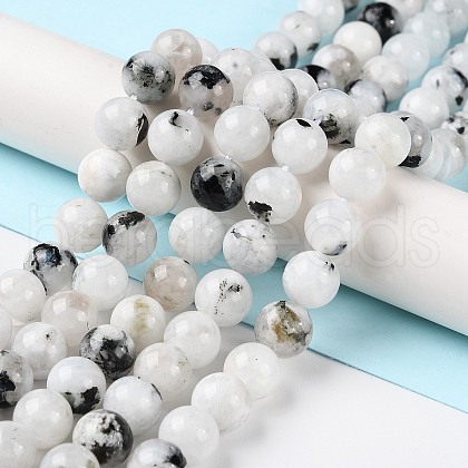 Natural Rainbow Moonstone Beads Strands G-Q1001-A05-03-1