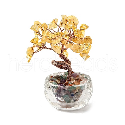 Natural Yellow Quartz Chips Tree of Life Decorations DJEW-Q010-01A-1