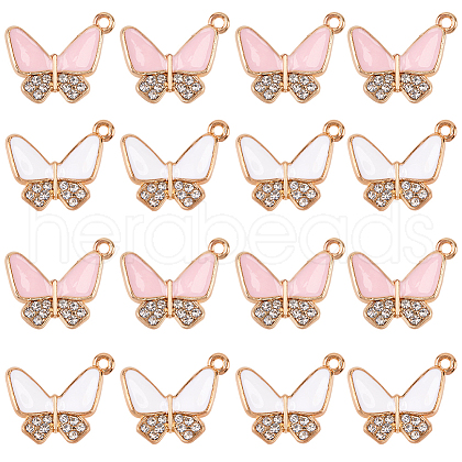 SUNNYCLUE 32Pcs 2 Colors Alloy Enamel Rhinestones Pendants ENAM-SC0005-54-1