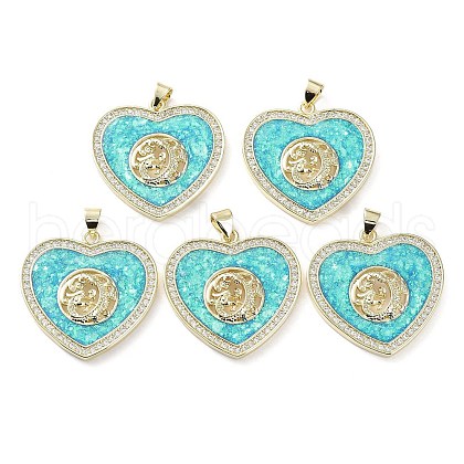 Rack Plating Brass Micro Pave Cubic Zirconia Pendants KK-C041-05A-G-1