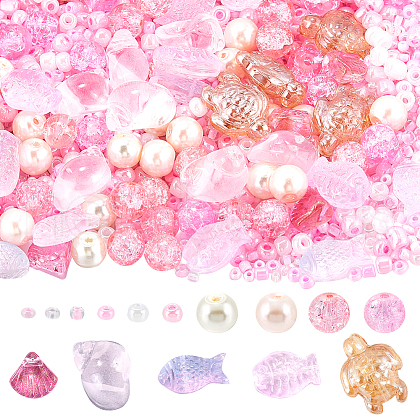 SUNNYCLUE Mixed Styles Transparent Glass Beads GLAA-SC0002-21B-1