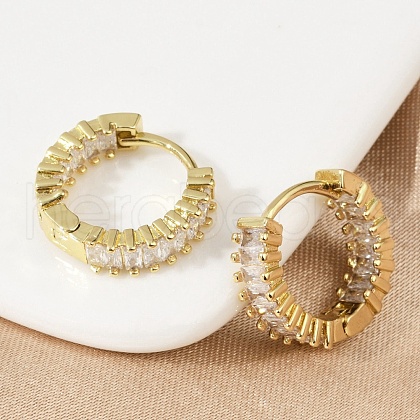 Brass Micro Pave Cubic Zirconia Hoop Earrings EJEW-M082-11G-1