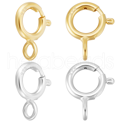 Beebeecraft 20Pcs 2 Colors 925 Sterling Silver Spring Ring Clasps STER-BBC0007-80-1