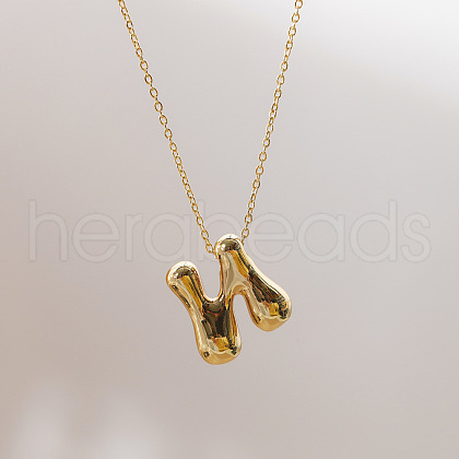 Brass Chunky Initial Pendant Necklaces WG97A63-14-1