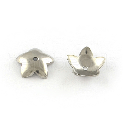 5-Petal Flower Smooth Surface 304 Stainless Steel Bead Caps STAS-R065-56-1