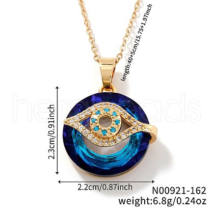 Brass Evil Eye Glass Pendant Necklaces AA7178-7-1