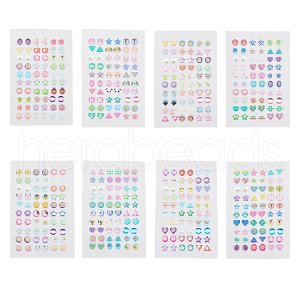 SUPERFINDINGS 8 Sheets 8 Styles 3D Gems Earring Stickers for Girls DIY-FH0005-30-1