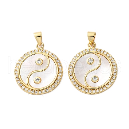 Brass Micro Pave Cubic Zirconia Pendants KK-U070-31G-1
