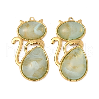 304 Stainless Steel Resin Pendants STAS-V015-59G-02-1