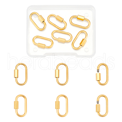 Unicraftale 6Pcs 2 Colors 304 Stainless Steel Screw Carabiner Lock Charms FIND-UN0003-51A-1