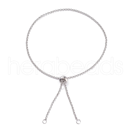 304 Stainless Steel Rolo Chain Slider Bracelet Making AJEW-JB01116-02-1