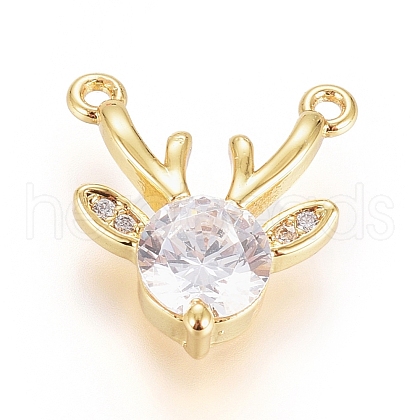 Christmas Brass Micro Pave Cubic Zirconia Pendants X-ZIRC-G166-03G-1