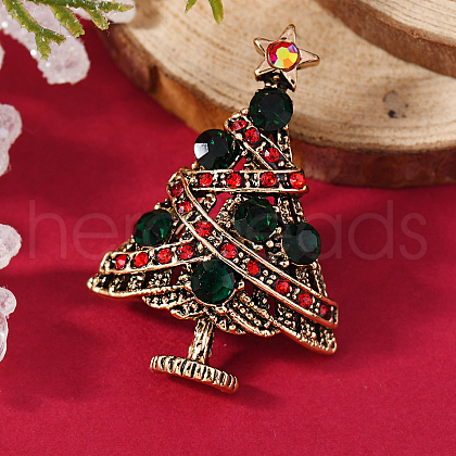 Christmas Theme Zinc Alloy Rhinestone Brooches for Backpack Clothes LK8386-10-1