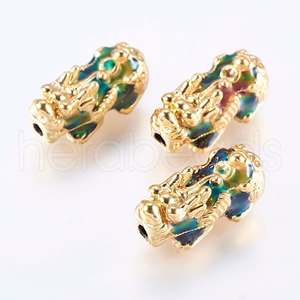 Brass Enamel Beads KK-F735-08G-A-1