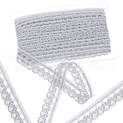 Polyester Shell Shape Lace Ribbon OCOR-WH0078-108B-1
