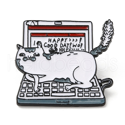 Cat with Computer Enamel Pins JEWB-H013-04EB-02-1