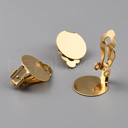 Brass Clip-on Earring Findings KK-L205-15G-1