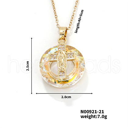 Vintage Sparkling Rhinestone Cross Virgin Pendant Necklaces HU5269-3-1