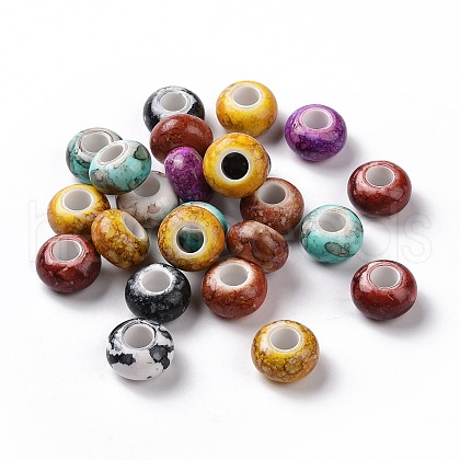 Spray Painted Opaque Acrylic European Beads ACRP-F002-02-1