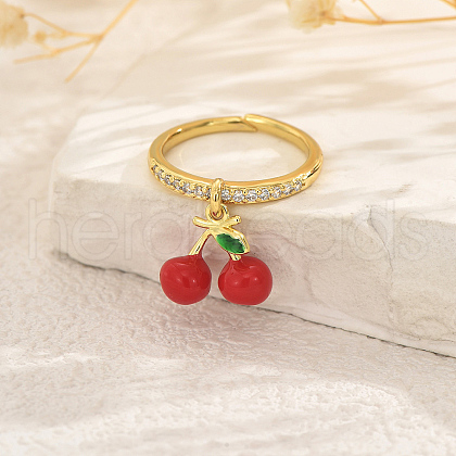Fruit Pendant Brass Micro Pave Cubic Zirconia Finger Rings for Women SK0908-4-1