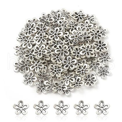 5-Petal Tibetan Style Alloy Flower Bead Caps TIBEB-YW0001-06-1