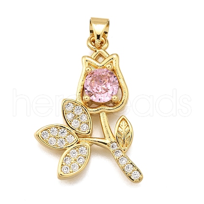 Rack Plating Brass Micro Pave Cubic Zirconia Pendants KK-K401-50A-G-1