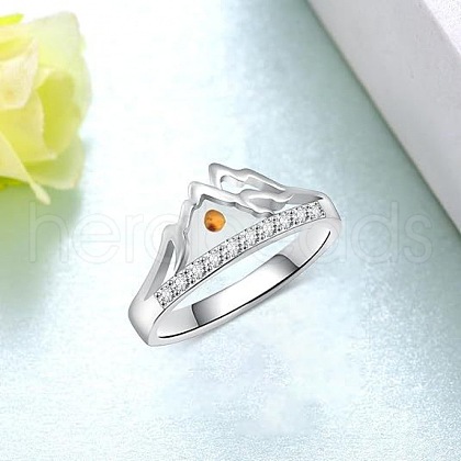 Mountain Zinc Alloy with Rhinestone Finger Rings for Women FS-WG7805C-03-1