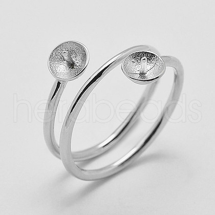 Anti-Tarnish Rhodium Plated 925 Sterling Silver Finger Ring Components STER-A070-040-1