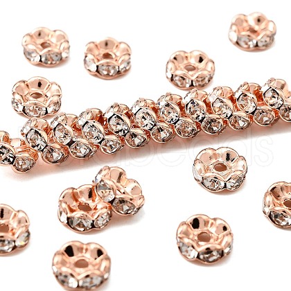 Brass Rhinestone Spacer Beads RB-A014-L8mm-01RG-NF-1