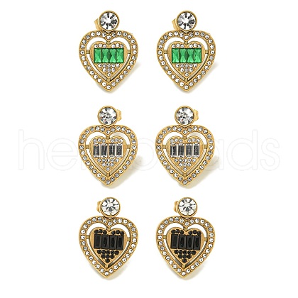 Ion Plating(IP) 304 Stainless Steel with Rhinestone Stud Earrings EJEW-G400-02C-G-1