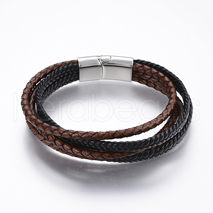 Leather Cord Multi-strand Bracelets BJEW-F325-21P-1