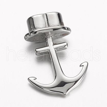 Non-Tarnish 304 Stainless Steel Anchor Hook Clasps STAS-D166-83P-1