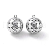 Round Brass Micro Pave Clear Cubic Zirconia Pendants KK-G436-06P-2