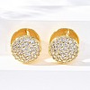 Round Brass Micro Pave Clear Cubic Zirconia Hoop Earrings EJEW-K305-04G-3