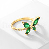 Butterfly Brass Micro Pave Cubic Zirconia Cuff Rings WG9662B-05-2