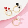 Brass Enamel Open Cuff Rings for Women RJEW-U057-01G-3