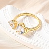 Brass Micro Pave Cubic Zirconia Cuff Rings for Women RJEW-F181-10G-5