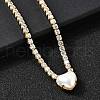 Brass Pave Clear Cubic Zirconia Tennis Necklaces NJEW-K287-02G-3