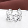 Brass Micro Pave Cubic Zirconia Open Cuff Rings FS-WG511CD-02-2