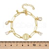 Rack Plating Teardrop Brass Micro Pave Cubic Zirconia Charm Bracelets BJEW-L702-01G-5