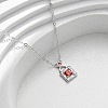 925 Sterling Silver Pave Orange Red Cubic Zirconia Handbag Pendant Necklaces for Women NJEW-D316-01P-2