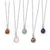Teardrop Faceted Natural Mixed Stone Pendant 304 Stainless Steel Cable Chain Necklaces for Women NJEW-JN05288-2