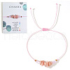 Chakra Style Natural Rose Quartz Chips Braided Bead Bracelets for Women Men CM2538-1-1