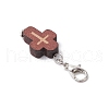2Pcs Natural Wood Cross Pendant Decorations HJEW-JM03264-6
