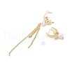 Natural Pearl & Shell Asymmetrical Stud Earrings EJEW-P256-28G-2